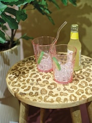 Decoris Mangowood Leopard Print Side Table - Image 1 de 1