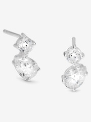 Simply Silver Silver Tone 925 Cubic Zirconia Duo Stone Stud Earrings - Image 1 of 3