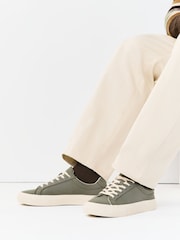 Khaki Green Canvas Longline Smart Casual Trainers - Image 1 of 7