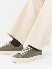 Khaki Green Canvas Longline Smart Casual Trainers - Image 2 of 7