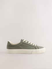 Khaki Green Canvas Longline Smart Casual Trainers - Image 3 of 7