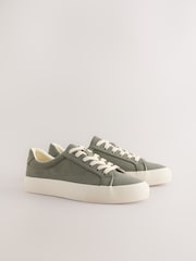 Khaki Green Canvas Longline Smart Casual Trainers - Image 4 of 7