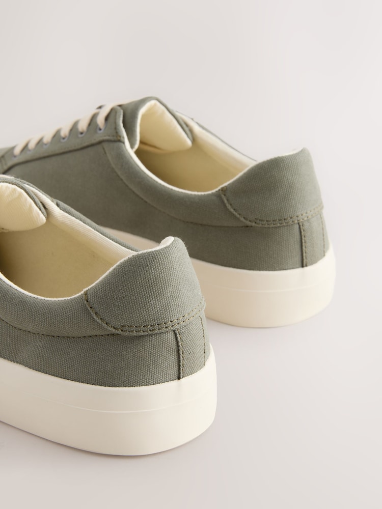 Khaki Green Canvas Longline Smart Casual Trainers - Image 7 of 7