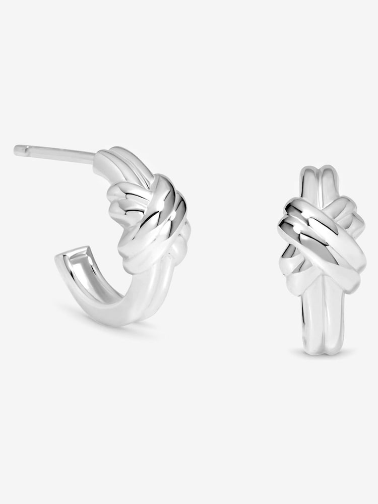 Simply Silver 925 Sterling Silver Polished Knot Hoop Earrings - Image 2 of 2