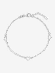 Simply Silver Silver Tone 925 Polished Heart Station Bracelet - Image 1 of 3