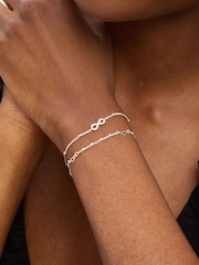Simply Silver Silver Tone 925 Polished Heart Station Bracelet - Image 2 of 3