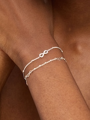 Simply Silver Silver Tone 925 Polished Heart Station Bracelet - Image 3 of 3