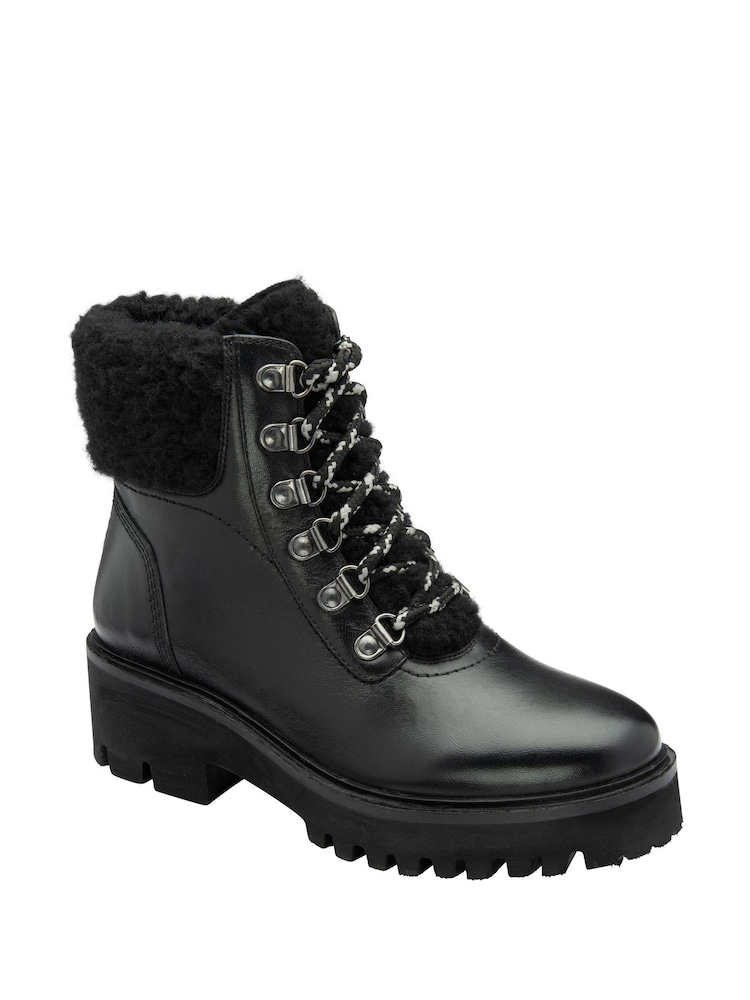 Ravel Black Leather Flat Ankle Boots - Image 1 of 4 Ravel Black Leather Flat Ankle Boots - Image 1 of 4