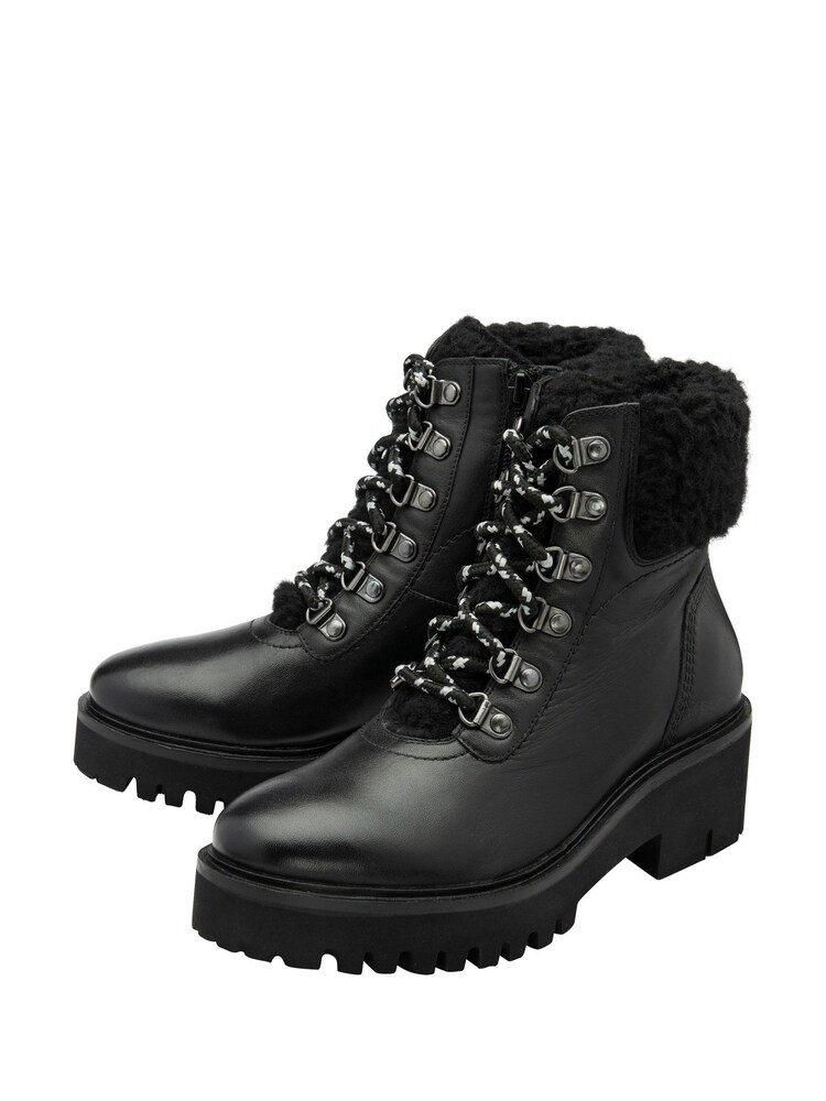 Preto - Ravel Leather Flat Ankle Boots - Imagem 4 de 4