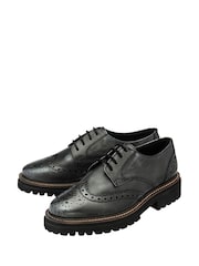 Ravel Grey Leather Cleated-Sole Brogues - Image 2 of 4