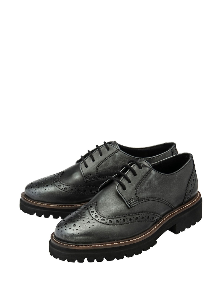 Ravel Grey Leather Cleated-Sole Brogues - Image 2 of 4 Ravel Grey Leather Cleated-Sole Brogues - Image 2 of 4