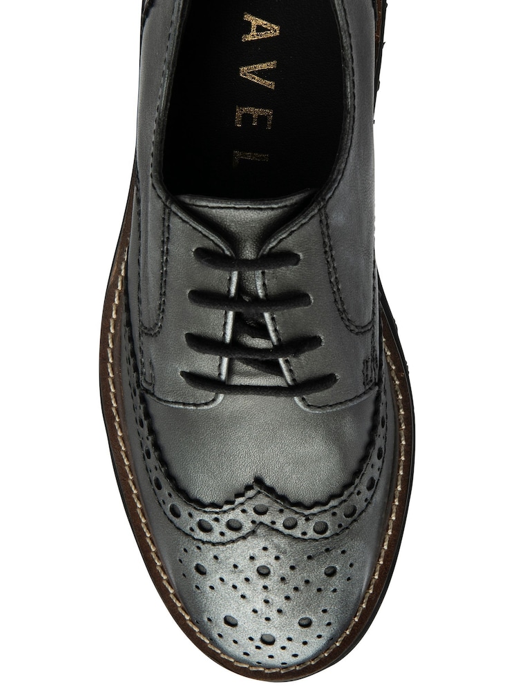 Ravel Grey Leather Cleated-Sole Brogues - Image 4 of 4 Ravel Grey Leather Cleated-Sole Brogues - Image 4 of 4
