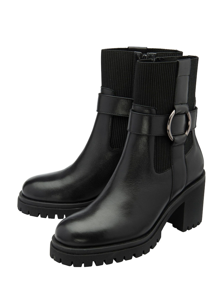 Ravel Black Leather Zip-Up Ankle Boots - Image 2 of 4 Ravel Black Leather Zip-Up Ankle Boots - Image 2 of 4