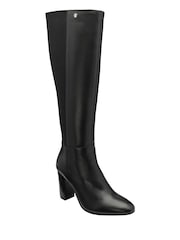 Ravel Black Leather Heeled Knee High Boots - Image 1 of 4
