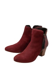 Ravel Red Suede Heeled Ankle Boots - Image 2 of 4