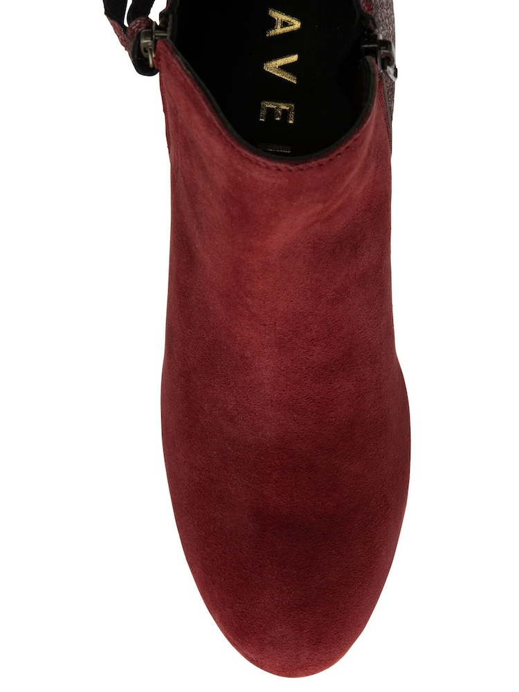 Ravel Red Suede Heeled Ankle Boots - Image 4 of 4 Ravel Red Suede Heeled Ankle Boots - Image 4 of 4