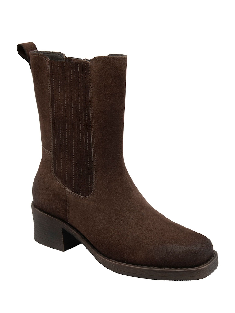 Ravel Brown Suede Heeled Ankle Boots - Image 1 of 4