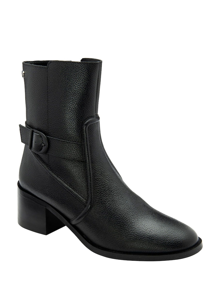 Ravel Black Leather Ankle Boots - Image 1 of 4 Ravel Black Leather Ankle Boots - Image 1 of 4