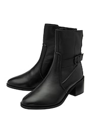 Ravel Black Leather Ankle Boots - Image 2 of 4