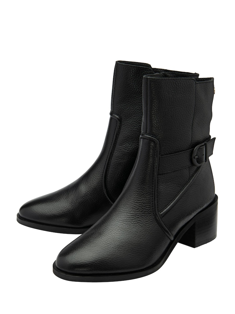 Ravel Black Leather Ankle Boots - Image 2 of 4
