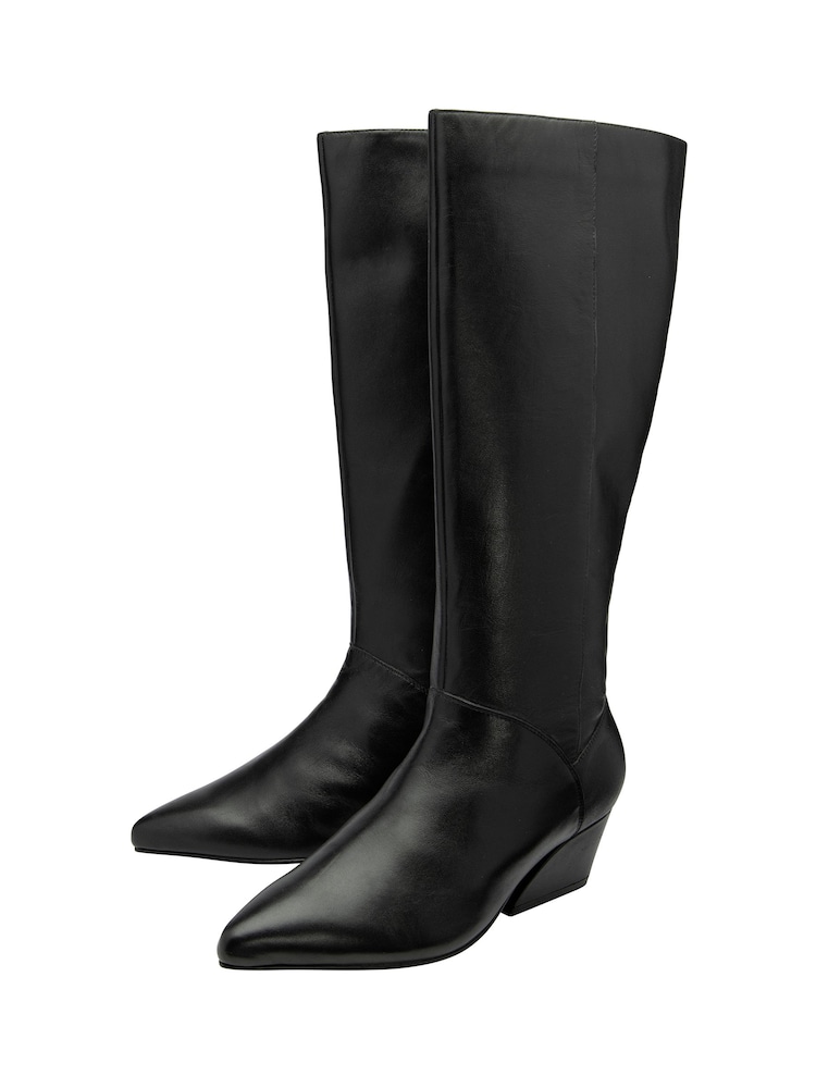 Ravel Black Leather Knee High Boots - Image 2 of 4 Ravel Black Leather Knee High Boots - Image 2 of 4