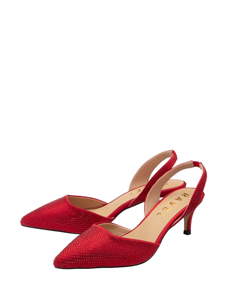 Rojo - Zapatos con tira trasera y strass de Ravel - Imagen 2 de 4