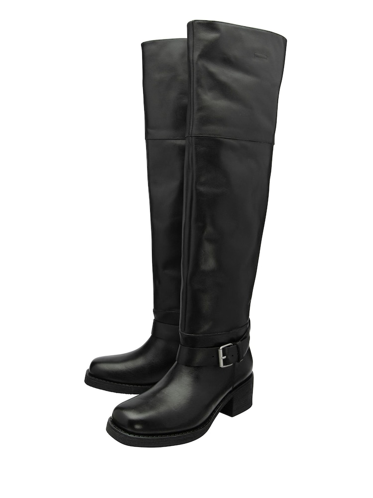 Ravel Black Leather Knee High Boots - Image 2 of 4