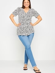 Yours Curve White Floral Print Textured Milkmaid Top - Image 2 of 5