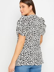 Yours Curve White Floral Print Textured Milkmaid Top - Image 3 of 5