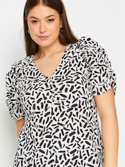 Yours Curve White Floral Print Textured Milkmaid Top - Image 4 of 5