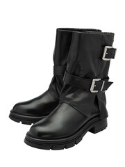 Ravel Black Leather Biker Boots - Image 2 of 4