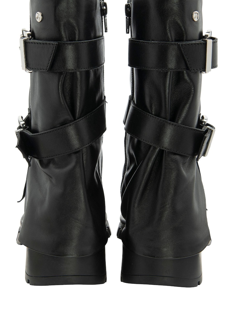 Ravel Black Leather Biker Boots - Image 4 of 4 Ravel Black Leather Biker Boots - Image 4 of 4
