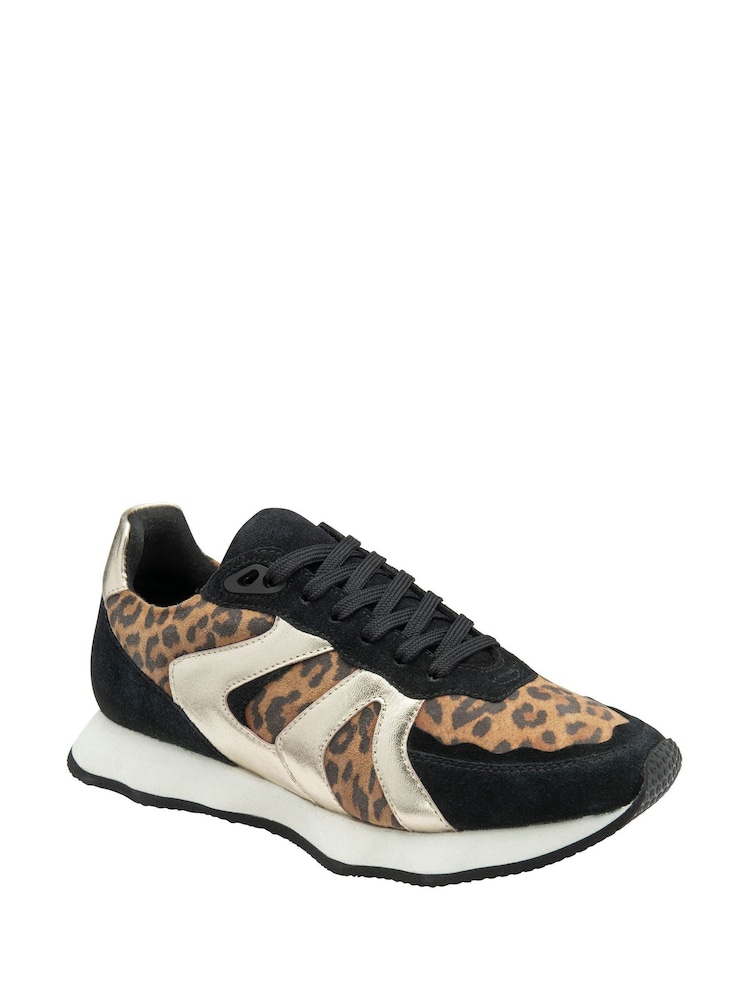 Ravel Black Leather Lace-Up Trainers - Image 1 of 4 Ravel Black Leather Lace-Up Trainers - Image 1 of 4