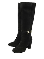 Ravel Black Suede Heeled Knee High Boots - Image 2 of 4