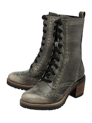 Ravel Black Leather Lace-Up Ankle Boots - Image 2 of 4