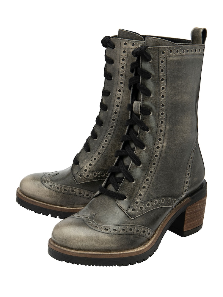 Ravel Black Leather Lace-Up Ankle Boots - Image 2 of 4