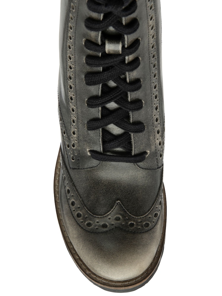 Ravel Black Leather Lace-Up Ankle Boots - Image 4 of 4