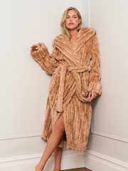 Jim Jam the Label Natural Caramel Ribbed Dressing Gown - Image 2 of 5