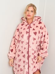 Jim Jam the Label Pink Heart Print Oversized Zip Hoodie - Image 4 of 5