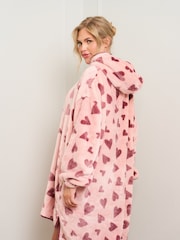 Jim Jam the Label Pink Heart Print Oversized Zip Hoodie - Image 5 of 5