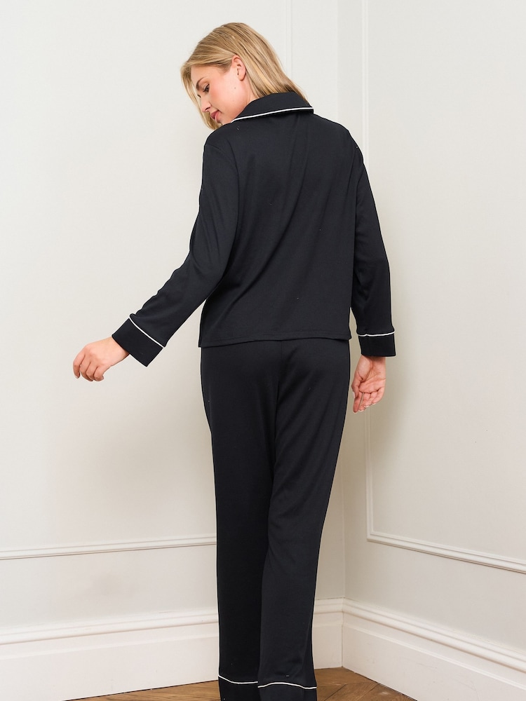 Jim Jam the Labe Traditional Black Pyjamas Set - Image 2 of 2 Jim Jam the Labe Traditional Black Pyjamas Set - Image 2 of 2