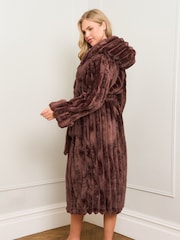 Jim Jam the Label Chocolate Ribbed Dressing Brown Gown - Image 2 of 5
