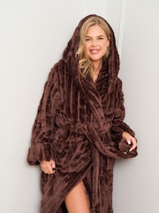 Jim Jam the Label Chocolate Ribbed Dressing Brown Gown - Image 3 of 5