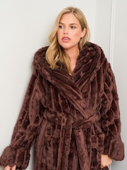 Jim Jam the Label Chocolate Ribbed Dressing Brown Gown - Image 4 of 5