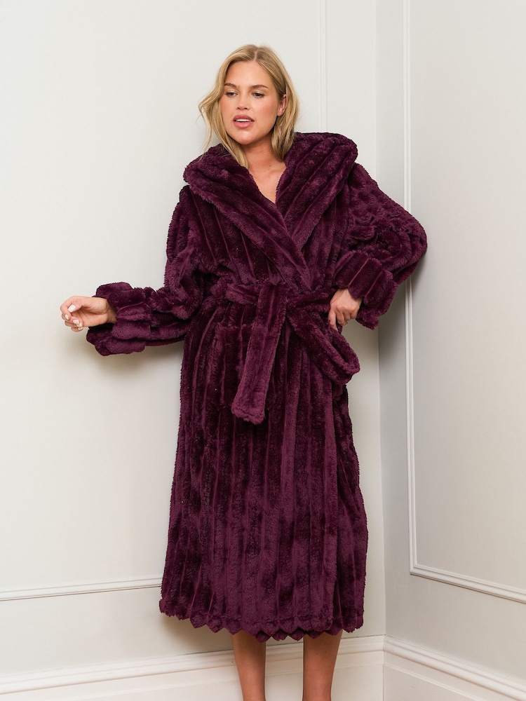 Jim Jam the Label Purple Burgundy Ribbed Dressing Gown - Image 1 of 5