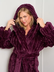 Jim Jam the Label Purple Burgundy Ribbed Dressing Gown - Image 3 of 5