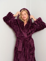 Jim Jam the Label Purple Burgundy Ribbed Dressing Gown - Image 5 of 5