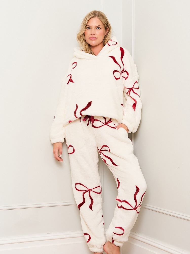 Jim Jam the Label Pink Bow Print Twosie Pyjamas - Image 1 of 5 Jim Jam the Label Pink Bow Print Twosie Pyjamas - Image 1 of 5