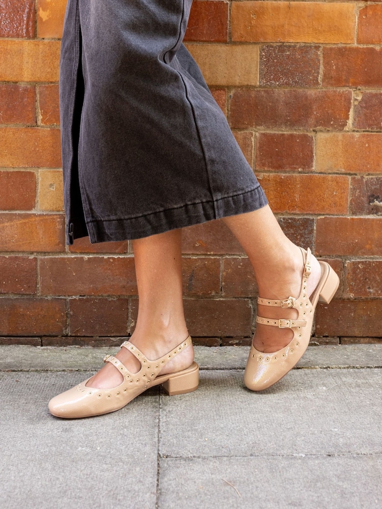 Novo Nude Courtney Eyelet Detail Mary Jane Low Heel Slingback Shoes - Image 2 of 6 Novo Nude Courtney Eyelet Detail Mary Jane Low Heel Slingback Shoes - Image 2 of 6