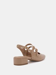 Novo Nude Courtney Eyelet Detail Mary Jane Low Heel Slingback Shoes - Image 4 of 6